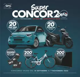 Volantino Deco Supermercati Pagina 2: Deco 2006-2026 Da 20 anni la tua scelta quotidiana Super CONCOR 2 Deco 20 FIAT 500 1.0