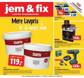 Jem & fix tilbudsavis uge 41 Side 1: Batterier AA/AAA 60-pak €78,00, Slagboremaskine 18 V €688,00