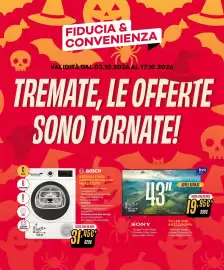 Volantino Fiducia & Convenienza Pagina 1: Sony TV LED UHD K43S25M2PB €19,95, Bosch asciugatrice a pompa di calore €31,45