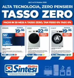 Volantino Elettrosintesi Pagina 1: Samsung SMART TV 55U7000 €19,95, Candy lavatrice €19,95