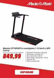 Media Markt gazetka tydzień 40 Strona 9: Bieżnia Citysports o nachyleniu 1-12 km/h z App czarny €849,99