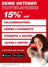 KiK Prospekt Seite 4: = DEINE OKTOBER VORTEILSPREISE 15% auf HALLOWEENARTIKEL KERZEN & RAUMDÜFTE STRÜMPFE & SOCKEN JACKEN &