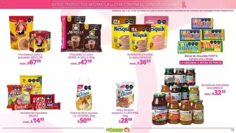 Folleto La Comer Página 13: Nestlé variedad de chocolates €14,95, Chocolate en polvo o granulado ABUELITA €67,90