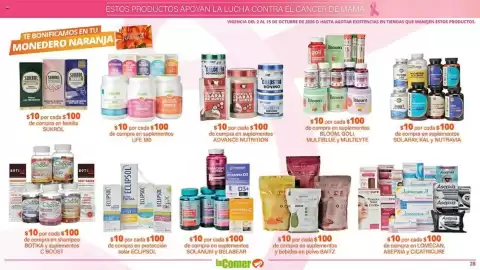 Folleto La Comer Página 28: Life 180 €10,00, Lomecan Asepxia Cicatricure €10,00
