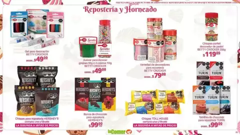 Folleto La Comer Página 42: Gel para decoración BETTY CROCKER €49,00, Hershey's barras de chocolate para repostería €99,00