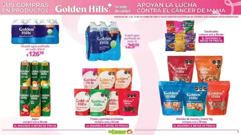 Folleto La Comer Página 7: Golden Hills agua purificada sin sodio €126,90, Golden Hills Agua Purificada sin sodio €29,90