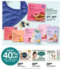 Catálogo Target semana 41 Página 33: Bumbum luxury skincare diapers €39,99, Good & Gather faves €1,29