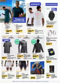 Catalogue Decathlon page 4: T-shirt de running bleu €18,49, T-shirt de running manches longues €22,99