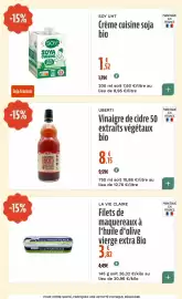Catalogue La Vie Claire page 24: UBERTI Vinaigre de cidre 50 extraits végétaux bio €8,15, SOY Crème cuisine soja bio €1,52