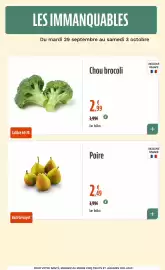 Catalogue La Vie Claire page 77: Chou brocoli €2,99, Poire €2,49