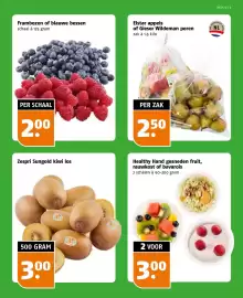 Poiesz folder week 41 Pagina 3: Frambozen of blauwe bessen €2,00, Healthy Hand gesneden fruit, rauwkost of bavarois €3,00