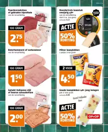 Poiesz folder week 41 Pagina 9: Paardenrookvlees of gebraden kiprollade €2,75, Noordertrots kaasstuk €6,12