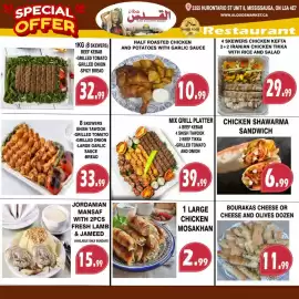Al-Quds Supermarket flyer week 40 Page 7: Half roasted chicken and potatoes with garlic sauce €10,99, Chicken Mosakhan €2,99