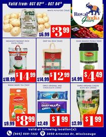Royal India Grocers flyer Page 2: Shan mango pickle €4,49, Shree Krishna cheese aloo sev €1,99
