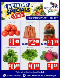 Royal India Grocers flyer Page 1: Carrot €2,49, Tomatoes €1,49
