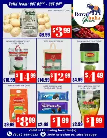 Royal India Grocers flyer Page 2: Shan mango pickle €4,49, Shree Krishna cheese aloo sev €1,99