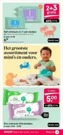 Etos folder Pagina 64: Naïf enkelpak en 3-pak doekjes €6,98, Etos enkelpak billendoekjes €5,00