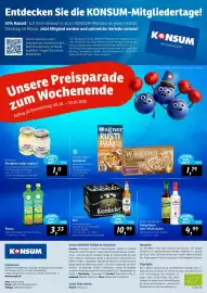 KONSUM Prospekt woche 41 Seite 12: Echter Nordhäuser Doppolkorn oder Wildkräuter €4,99, Krombacher Bier €10,99
