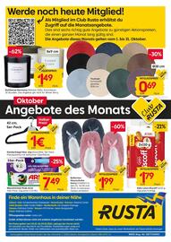 Rusta Prospekt woche 40 Seite 16: Waschmittel Pods Ariel €7,49, Keks Lotus Biscoff €1,79