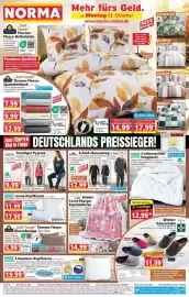 Norma Prospekt woche 42 Seite 1: Ronley Schlaf-/Hausanzug für Herren €12,99, ORTHO-VIEW Luxus-Kopfkissen €11,99