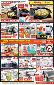 Norma Prospekt woche 42 Seite 3: Edelstahl-Topf "Catania" €15,99, Frischhaltedosen 4er-Set €6,99