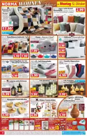 Norma Prospekt woche 42 Seite 4: Bella casa Super-Soft-Flanell-Kissenhülle €2,99, Bella casa Kissen „Monster Cloud“ €7,99