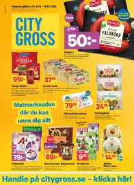 City Gross reklamblad Sida 1: Kiviks frukttryck €9,95, Glass flerpack, Magnum pint €69,00