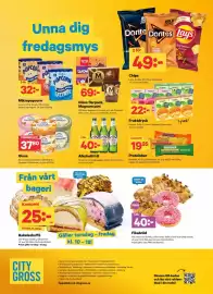 City Gross reklamblad Sida 14: Peroni alkoholfri öl €40,00, Mikropopcorn €32,00