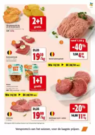 Colruyt folder Pagina 3: Bereid varkensgehakt €4,49, Restaurantsteak €19,10