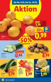 Lidl Flugblatt woche 41 Seite 4: Satsumas €1,39, Feldgurke €0,44