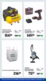 GAMMA folder week 41 Pagina 23: Einhell 18V accuklopbloer €99,00, STANLEY Silent luchtcompressor DST 100/8/6 €119,00
