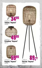 Hornbach folder Pagina 56: Chericoni plafondlamp diagonaal 10607173 €59,95, Chericoni tafellamp diagonaal €49,95