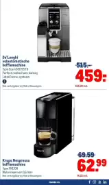 Makro folder Pagina 19: De'Longhi volautomatische koffiemachine €459,00, Krups Nespresso koffiemachine €62,99