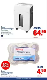 Makro folder Pagina 34: Sigma verpakkingstape €4,50, Sigma papiervernietiger €64,99