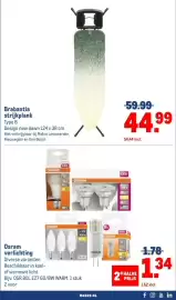 Makro folder Pagina 38: Osram verlichting €1,34, Brabantia strijkplank Type B €44,99