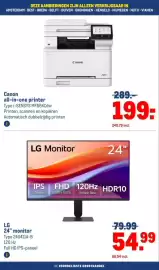 Makro folder Pagina 42: LG 24" monitor €54,99, Canon all-in-one printer €199,00