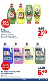 Makro folder Pagina 9: Mr. Proper allesreiniger of Dreft handafwas €6,40, Dreft handafwas €2,93