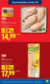 Lidl gazetka tydzień 41 Strona 7: Ser edam w plastrach XXL Pilos €17,99, Polski kurczak filety z piersi XXL Rzeźnik €14,99