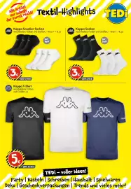 TEDi Prospekt woche 40 Seite 5: Alle Artikel nur solange der Vorrat reicht! Textil-Highlights TEDI Kappa Sneaker Socken