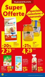 Volantino Lidl settimana 41 Pagina 12: KINDER COLAZIONE PIÙ €2,29, Certossa Pan Bauletto bianco €0,65