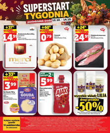 Topaz gazetka tydzień 41 Strona 50: Bombonierka Merci Finest Selection €14,99, Ser Gouda w plastrach Mlekovita €3,99