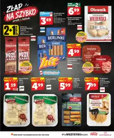 Topaz gazetka tydzień 41 Strona 29: Kiełbasa parówkowa Wiedeńska Olewnik €6,99, Parówki Berlinki Classic Morliny €3,49