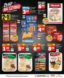 Topaz gazetka tydzień 41 Strona 29: Kiełbasa parówkowa Wiedeńska Olewnik €6,99, Parówki Berlinki Classic Morliny €3,49