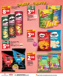 Topaz gazetka tydzień 41 Strona 38: Prażynki o smaku ketchupowym Chruu paczka €3,49, Chipsy Pringles Cheese & Onion €7,99