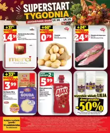 Topaz gazetka tydzień 41 Strona 50: Bombonierka Merci Finest Selection €14,99, Ser Gouda w plastrach Mlekovita €3,99