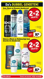 Kruidvat folder Pagina 5: Odorex (Men) en Melkmeisje bad, douche en deodorant €8,78, Axe, Dove en Rexona deodorant €9,78
