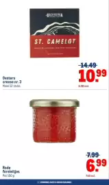 Makro folder | Food Pagina 30: Delta Ostrea St. Camelot €10,99, Rode foreleitjes €6,99