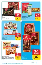 Carrefour folder Pagina 5: Blokk en carrés van chocolade Côte d'Or €8,98, Kinder chocolate €5,00