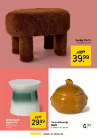 Xenos folder week 41 Pagina 7: Bankje Fluffy €39,99, Decoratiepotje eikels €6,99