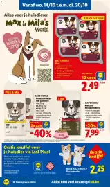 Lidl folder week 42 Pagina 18: Max & mila's world pluche knuffel €2,25, Hondenbrokken met groenten €6,58